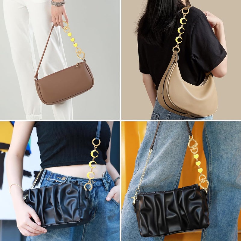 Tmtains 2Pcs Bag Extender Chain Gold Purse Extender Chain Heart Moon Purse Strap Extenders Yellow Purses Strap Replacement Crossbody Bags Accessories for Women Cute Bag Charms for Handbags Tote Bags Supply - Image 4